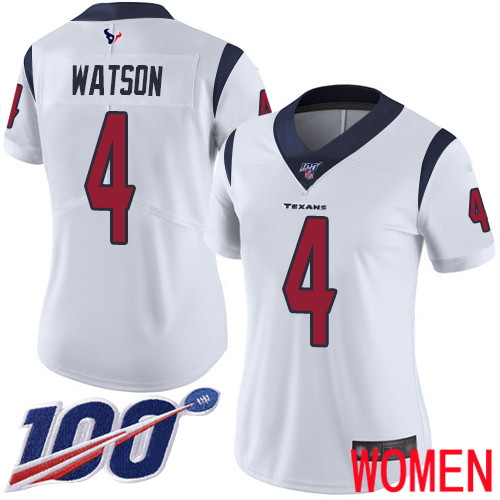 Houston Texans Limited White Women Deshaun Watson Road Jersey NFL Football #4 100th Season Vapor Untouchable->houston texans->NFL Jersey